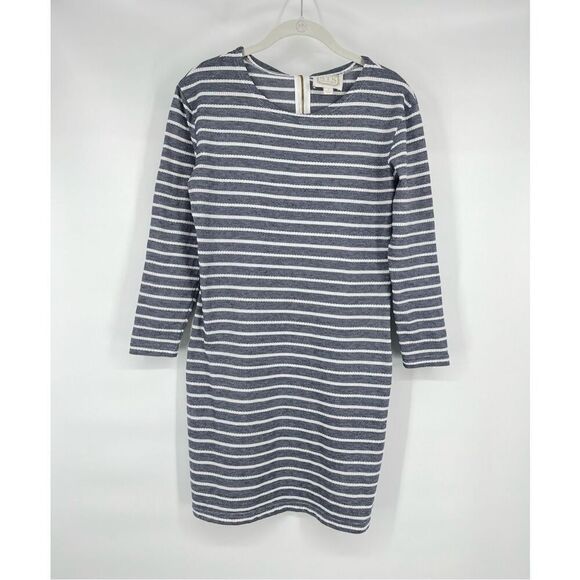 Sail to Sable Textured Knit Striped Long Sleeve Dress Navy White Size Small EUC - Picture 2 of 11